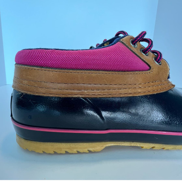 Vintage Bass Calgary Duck Snow Rain Ankle Boots w/Thinsulate, Navy/Pink, size 9 - Picture 3 of 16